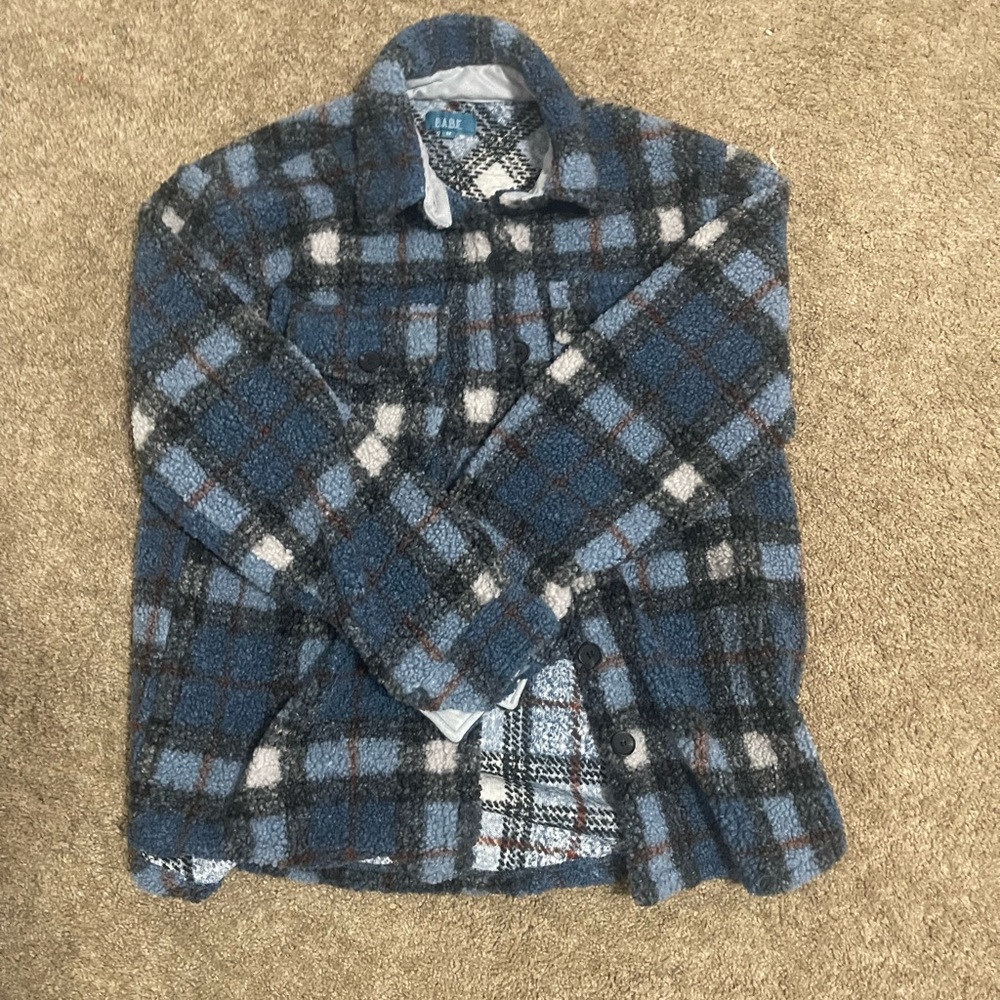 Fluffy blue coat never worn